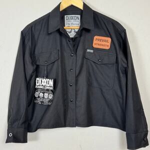DIXXON Button Up Black Crop Shirt NWT Women's Size Large Outlaw Biker Flannel